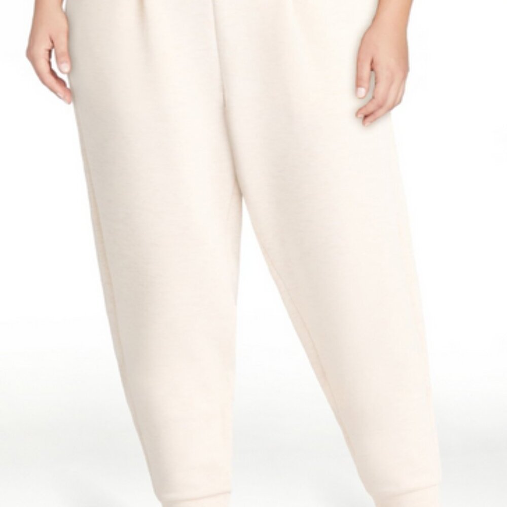 Avia Women's Scuba Knit Pleat Joggers, Wheat Heather XXL 20 NEW